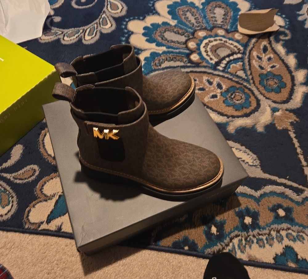 Michael Kors Kids Dark Brown Boots with Gold Accent